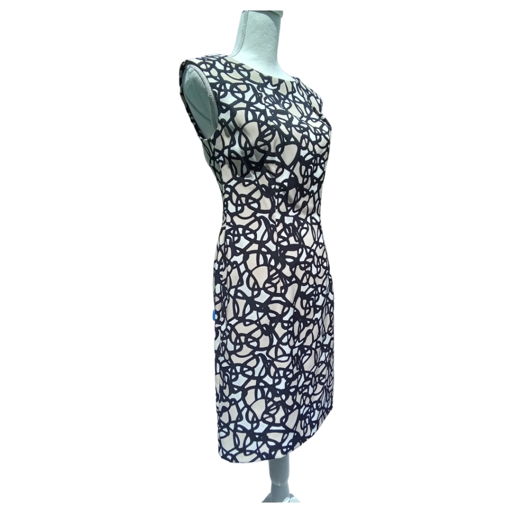 NWOT "ALYXdress" Sleeveless Cream Tan & Black Geometric Chain Design Dress Sz 4